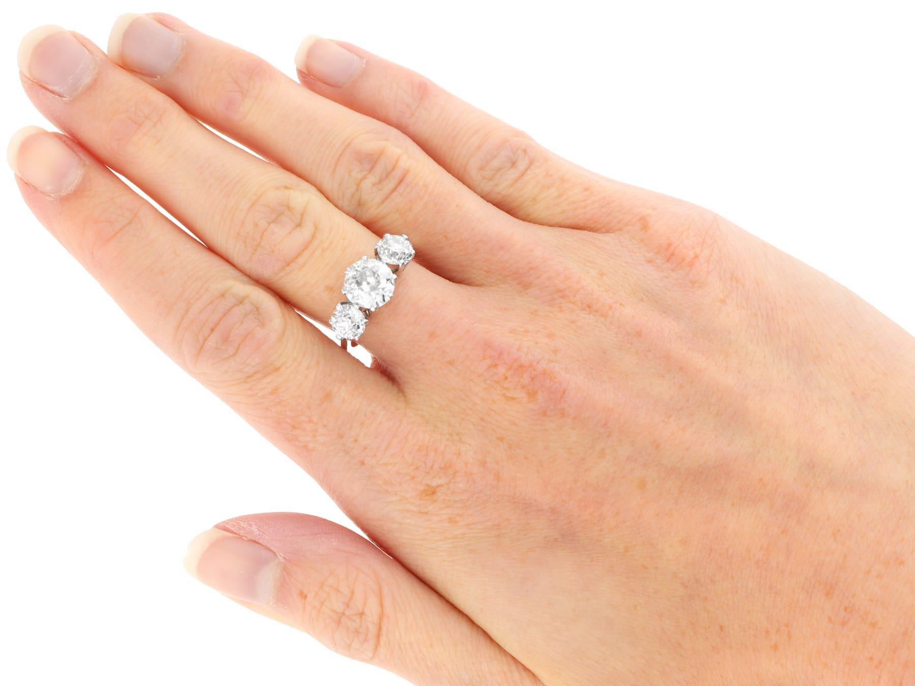 Antique 2.97ct Diamond and Platinum Trilogy Ring Circa 1925 3