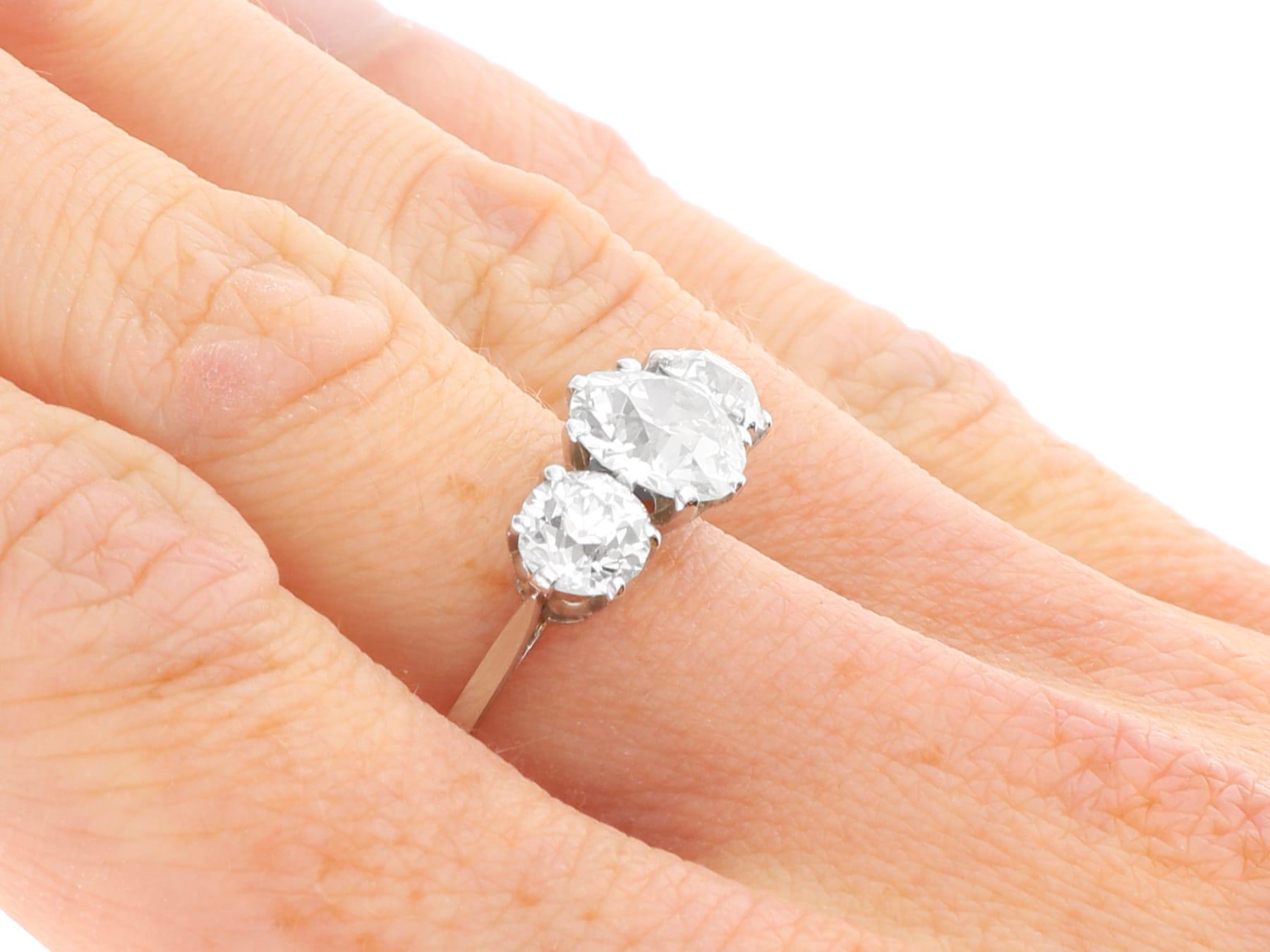 Antique 2.97ct Diamond and Platinum Trilogy Ring Circa 1925 4