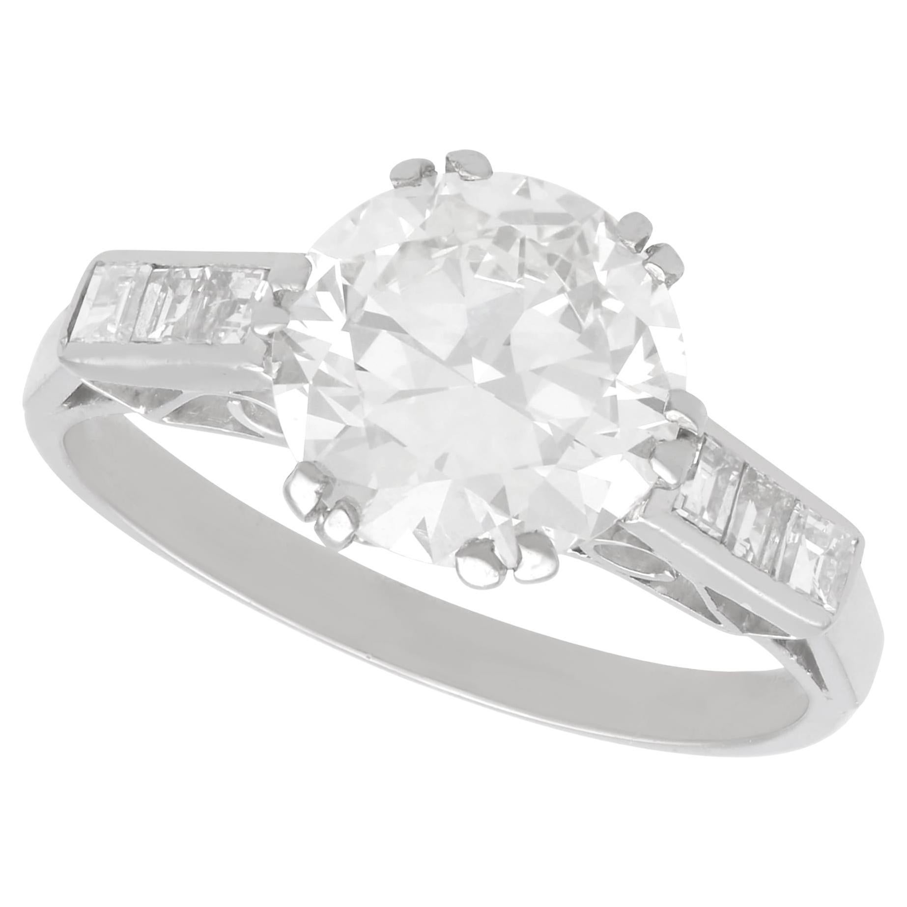 Bague solitaire ancienne en platine et diamant de 2,99 carats, c. 1935