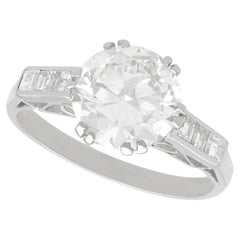 Antiguo anillo solitario de diamantes y platino de 2,99 quilates circa 1935