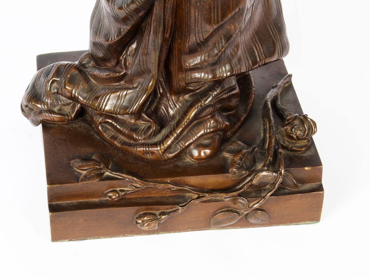 Antique Bronze Maiden Playing a Lute, by Albert Ernst Carrier, 19th Century 9
