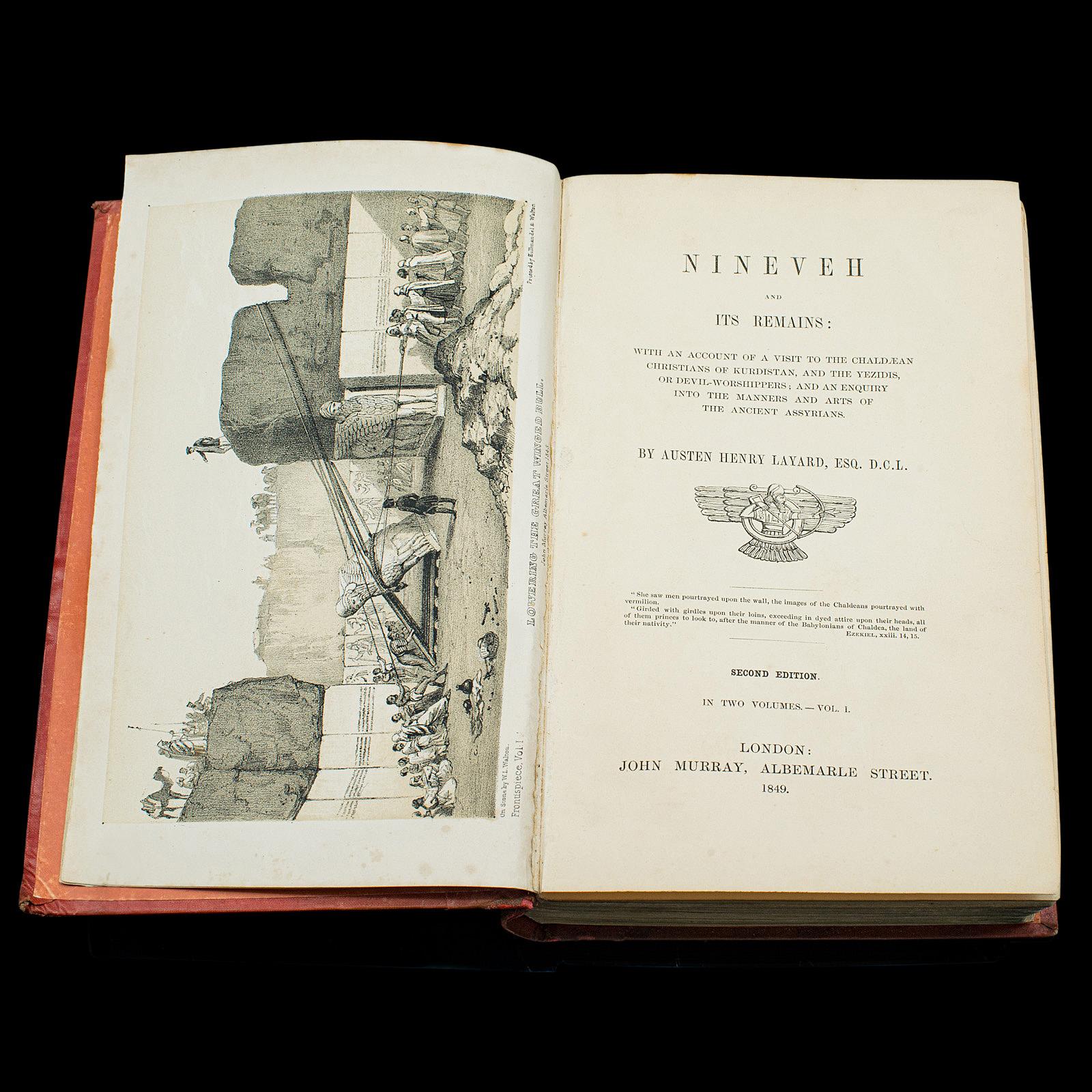 British Antique 2nd Edition Book, Nineveh & Its Remains Vol.1, English, Victorian, 1849 For Sale