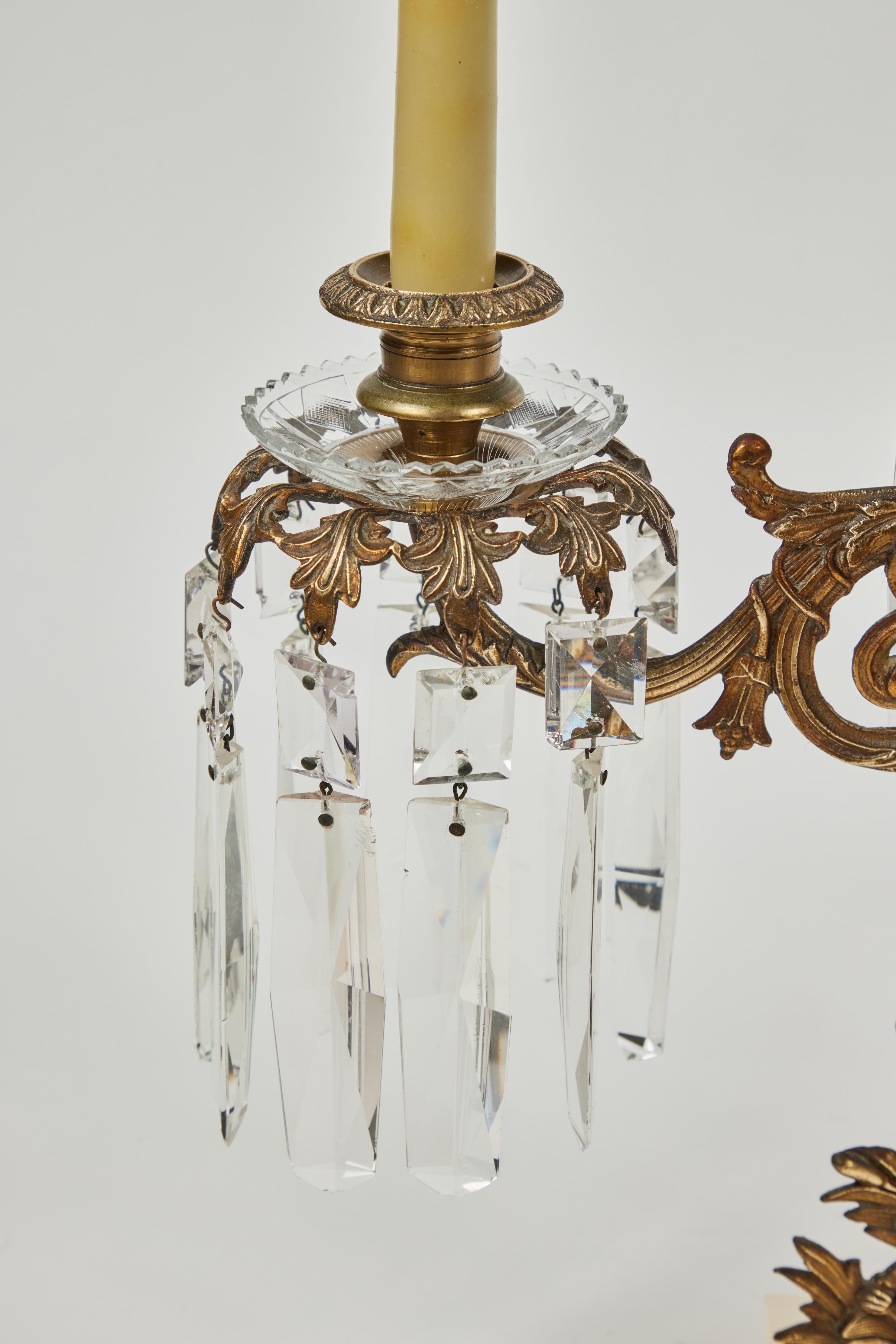 antique crystal candle holders with prisms