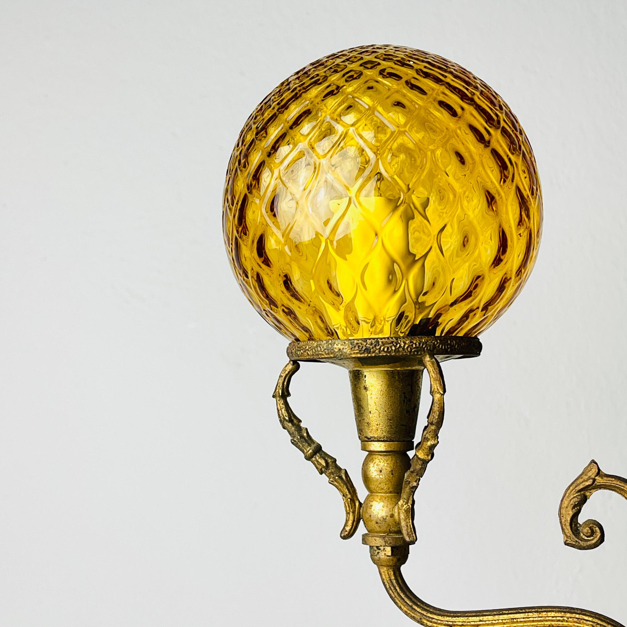Antique 3 arm table lamp Hunting by C. Florentine, Italy 1950s For Sale 3
