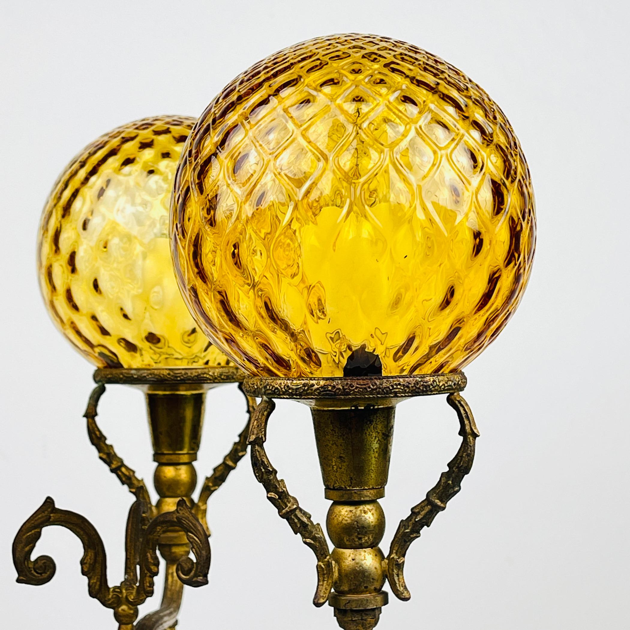 Antique 3 arm table lamp Hunting by C. Florentine, Italy 1950s For Sale 7
