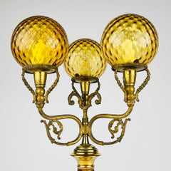 Antique 3 arm table lamp Hunting by C. Florentine, Italy 1950s