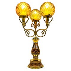 Antike 3-Arm-Tischlampe für die Jagd von C. Florentine, Italien 1950er Jahre