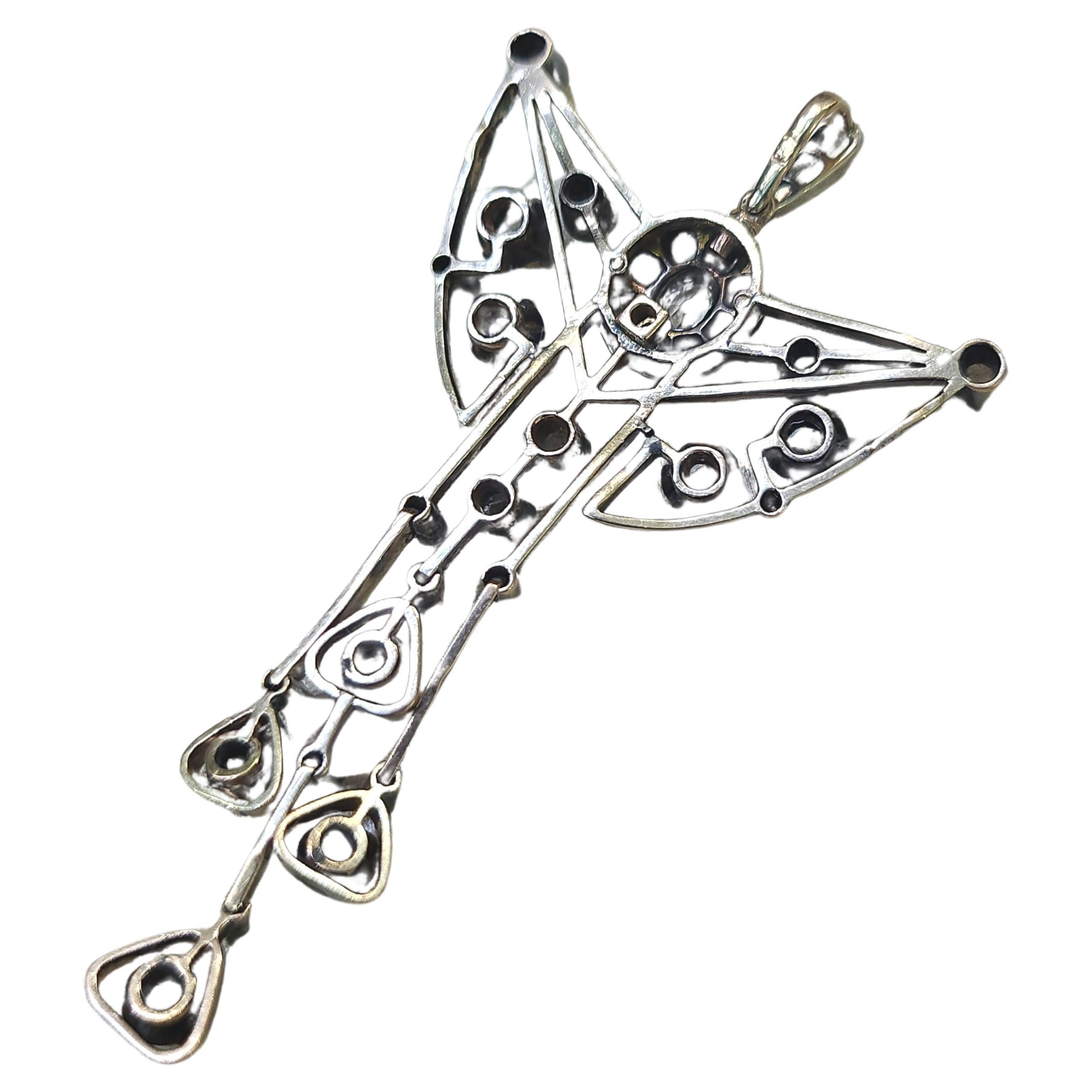 Pendentif russe ancien en or avec diamants de 3 carats en vente 2