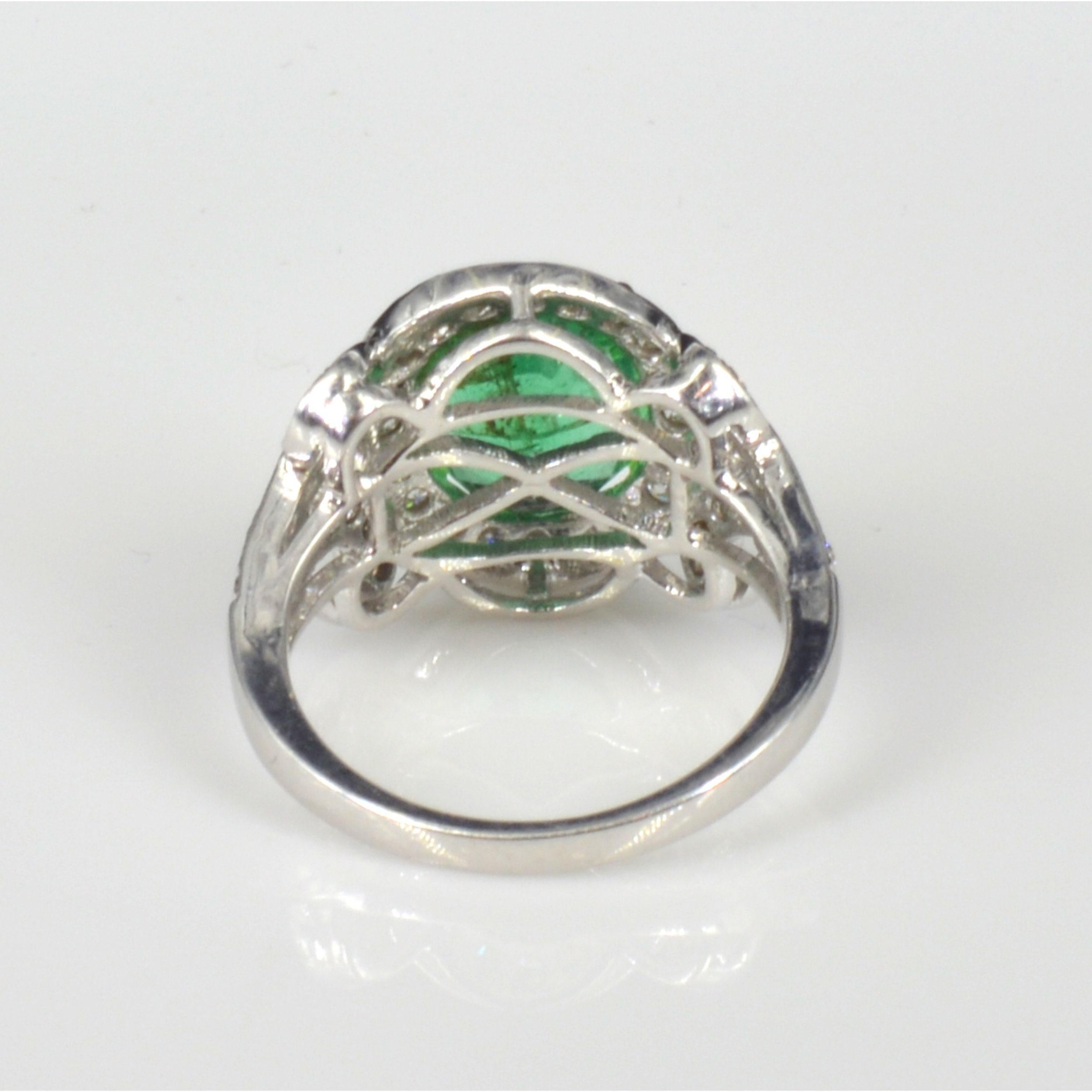 For Sale:  Antique 3 Carat Emerald Diamond Engagement Ring, Art Deco Diamond Wedding Ring 2