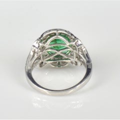 Antique 3 Carat Emerald Diamond Engagement Ring, Art Deco Diamond Wedding Ring