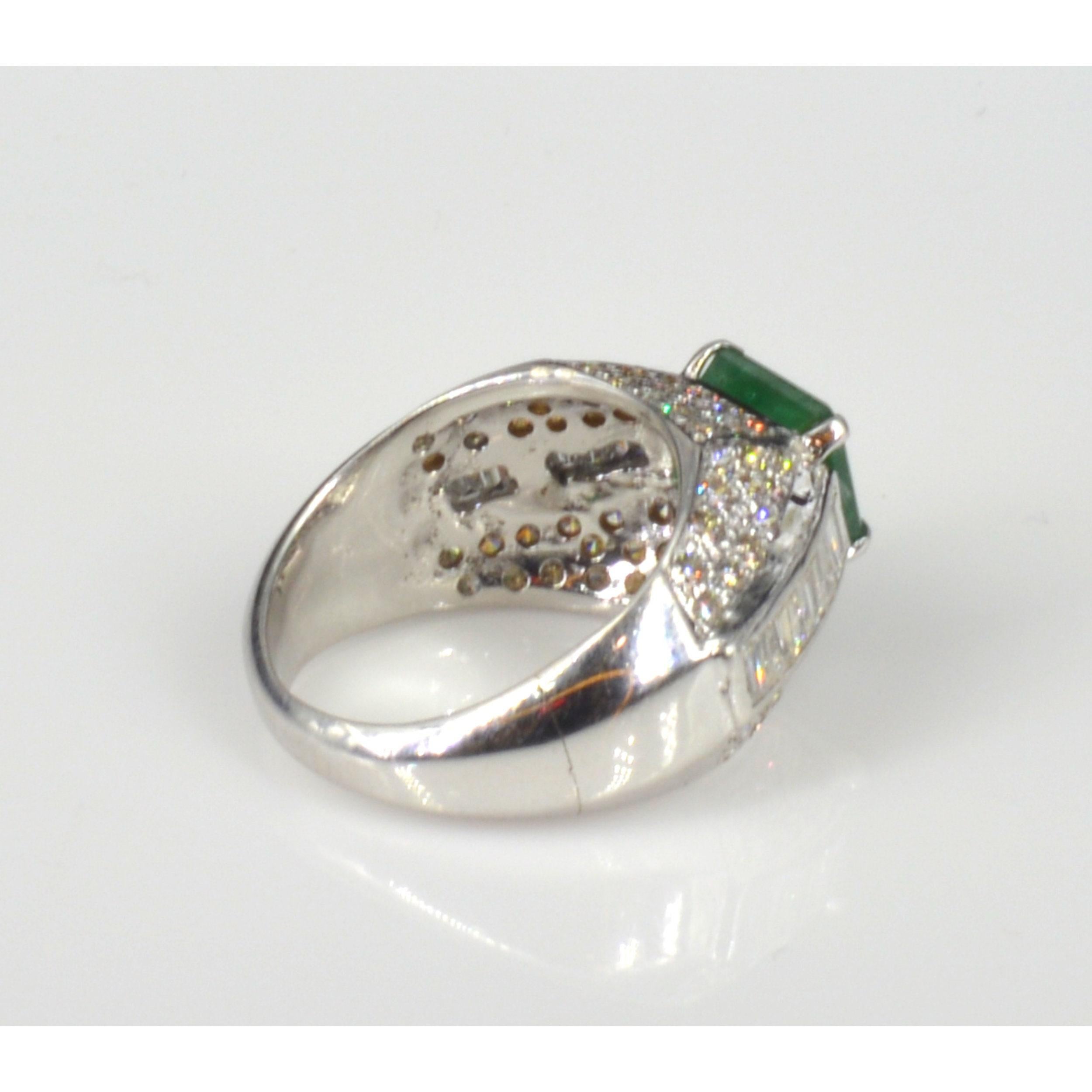 For Sale:  Antique 3 Carat Emerald Diamond Engagement Ring, Art Deco Diamond Wedding Ring 3