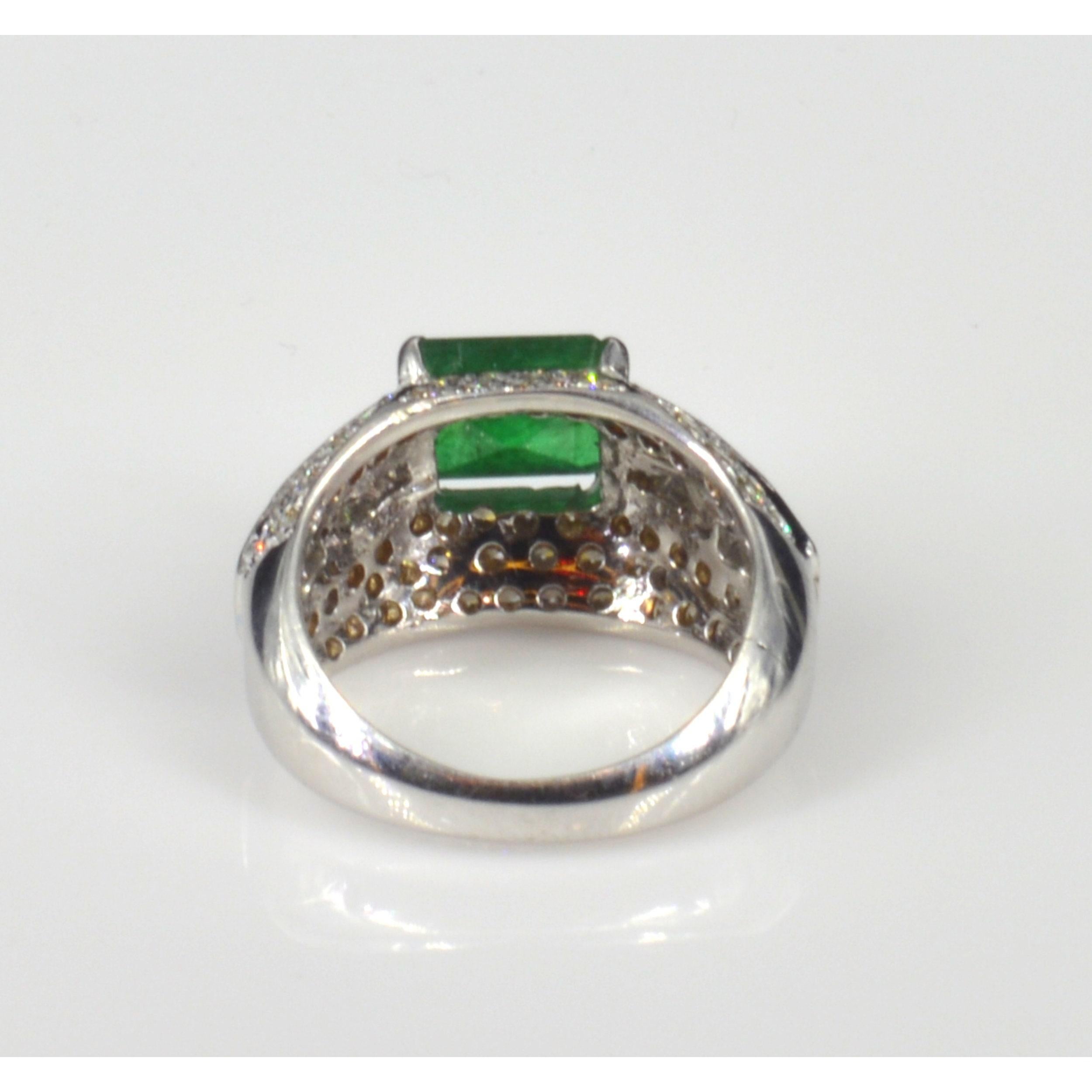 For Sale:  Antique 3 Carat Emerald Diamond Engagement Ring, Art Deco Diamond Wedding Ring 4