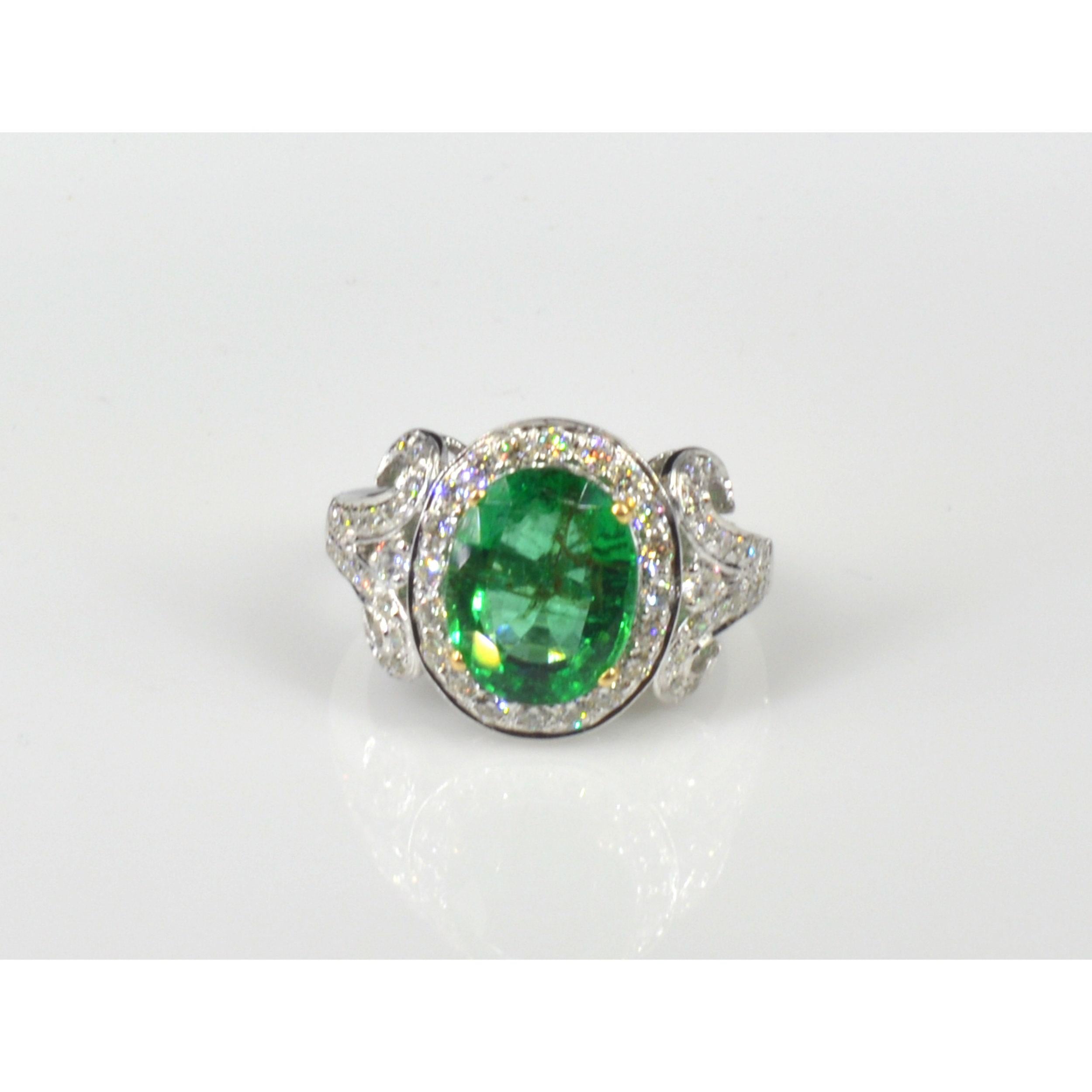 For Sale:  Antique 3 Carat Emerald Diamond Engagement Ring, Art Deco Diamond Wedding Ring 5
