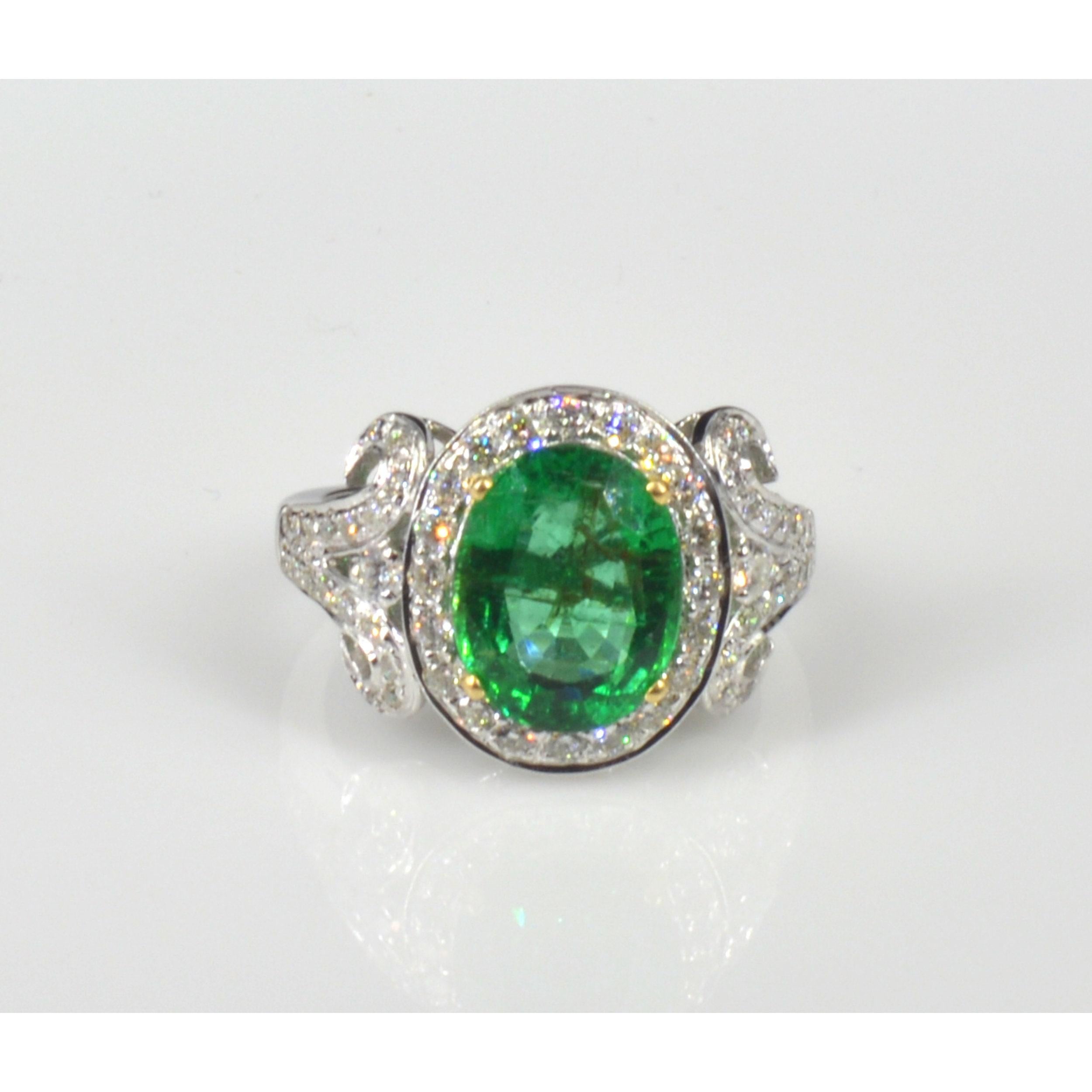 For Sale:  Antique 3 Carat Emerald Diamond Engagement Ring, Art Deco Diamond Wedding Ring