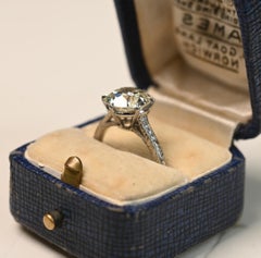 Antique 3 Carat Engagement Ring. GIA Old Euro Cut Diamond Platinum Engraved LVS2