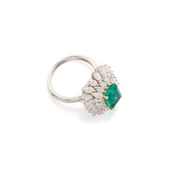 18K Gold 3 CT Natural Emerald and Diamond Antique Art Deco Style Engagement Ring