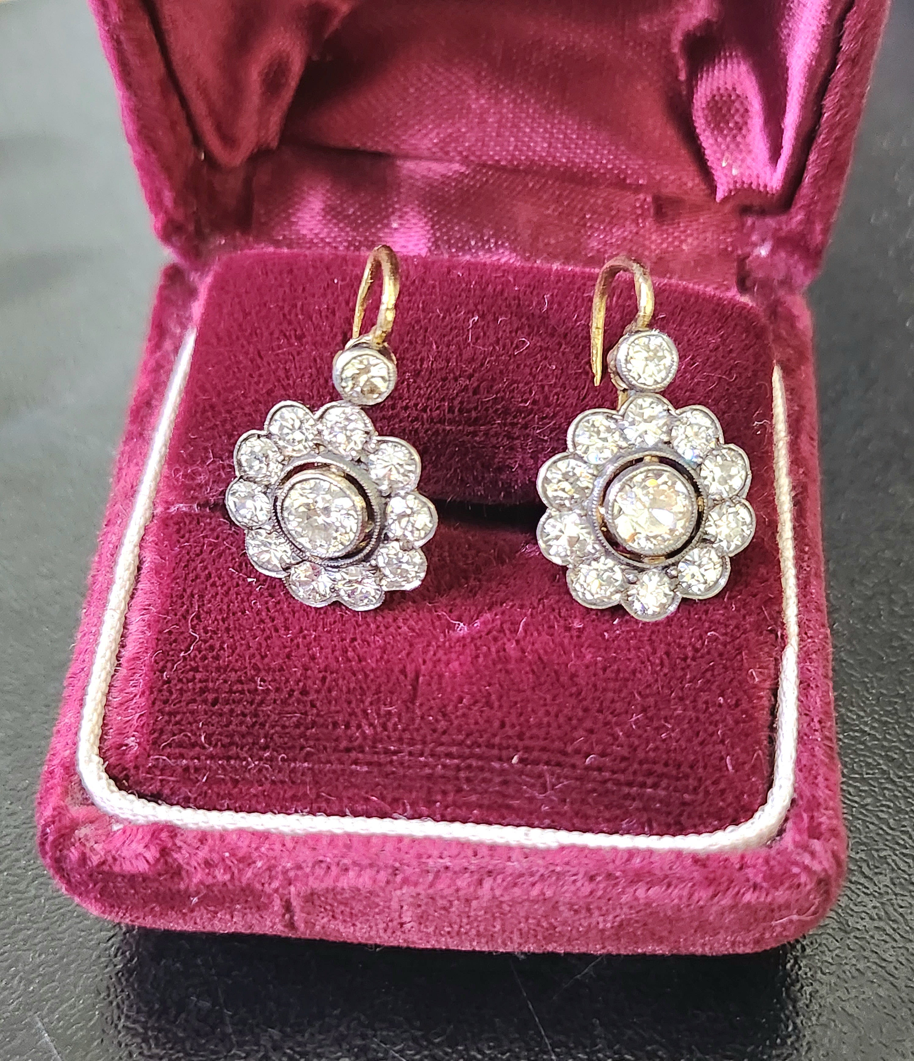 De las mujeres Pendientes Antiguos Franceses Corte Mina de 3 Quilates en venta