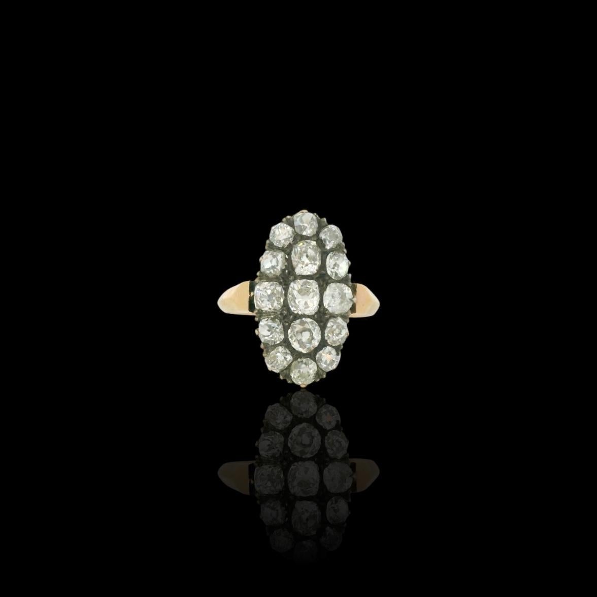 Taille vieille mine Bague ancienne en diamant de 3 carats en vente