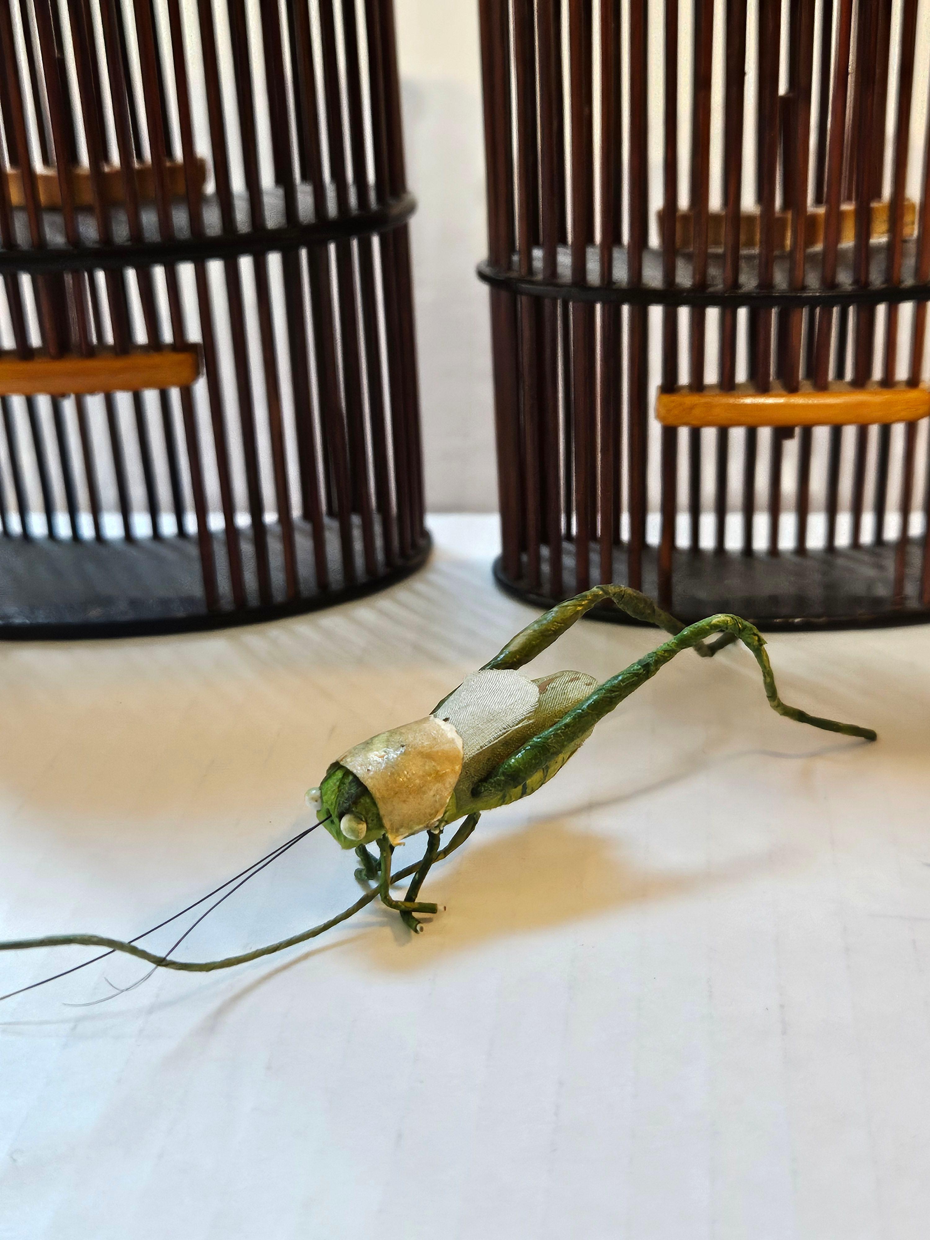 Antique 3 Chinese Bamboo Insect Cricket Cages 
