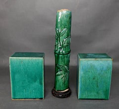 Antique 3 Chinese Green-Glazed Pottery Items