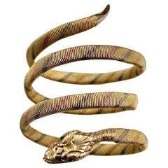 Antiguo brazalete de serpiente flexible de oro de 9 ct de 3 colores fechado circa años 20