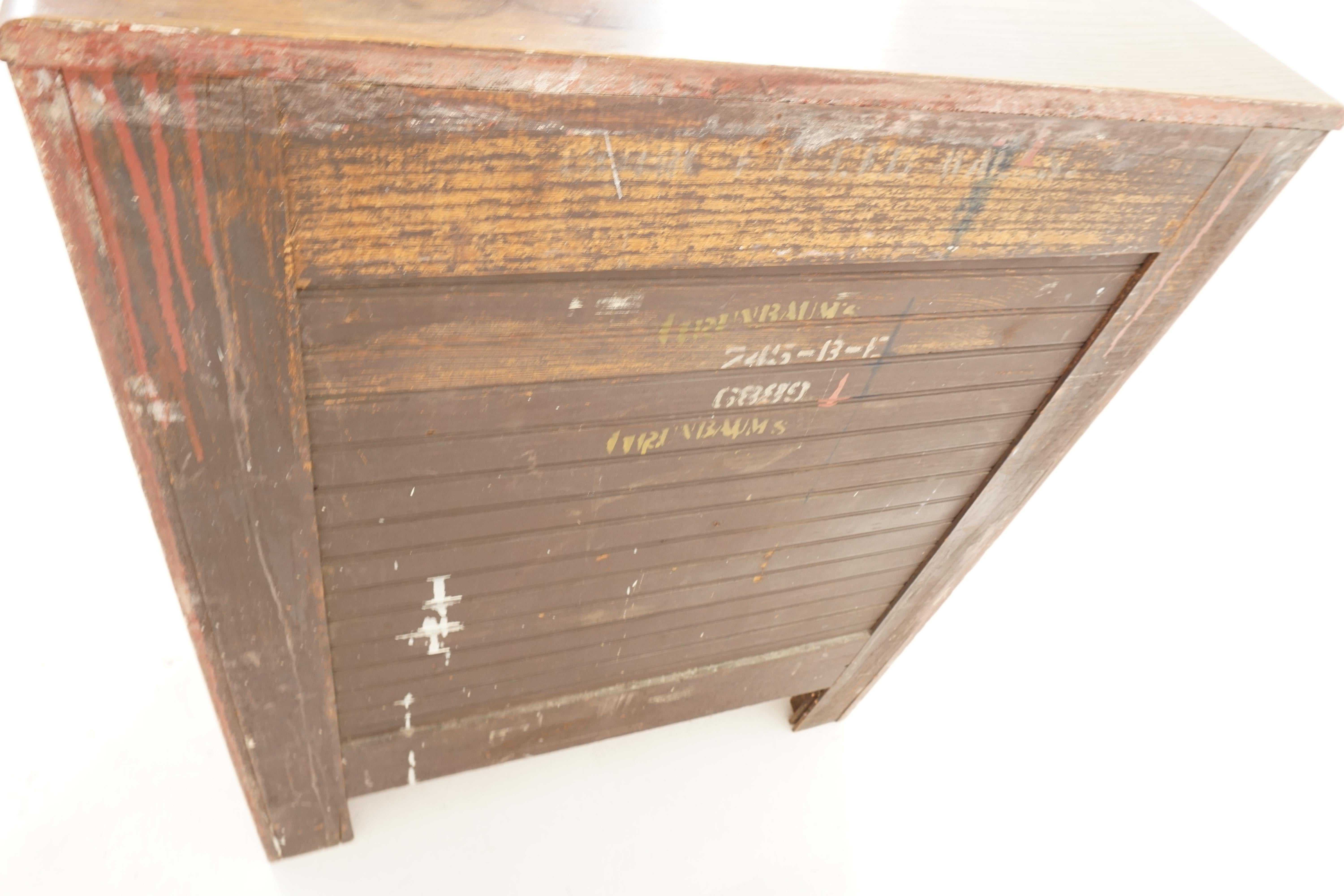 Antique 3 Door Oak Ice Box Front Loader, America 1910, B2557 1