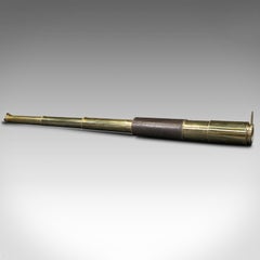 Antique 3 Draw Telescope, English, Brass, Leather, Terrestrial, Victorian, 1870