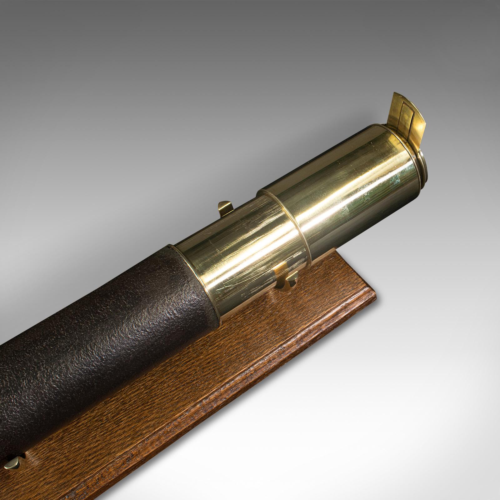 Antique 3 Draw Telescope, English, Brass, Leather, Terrestrial, Victorian, 1870 For Sale 3