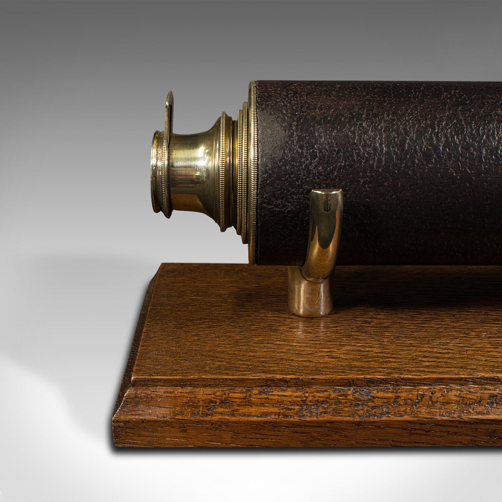 Antique 3 Draw Telescope, English, Brass, Leather, Terrestrial, Victorian, 1870 For Sale 4