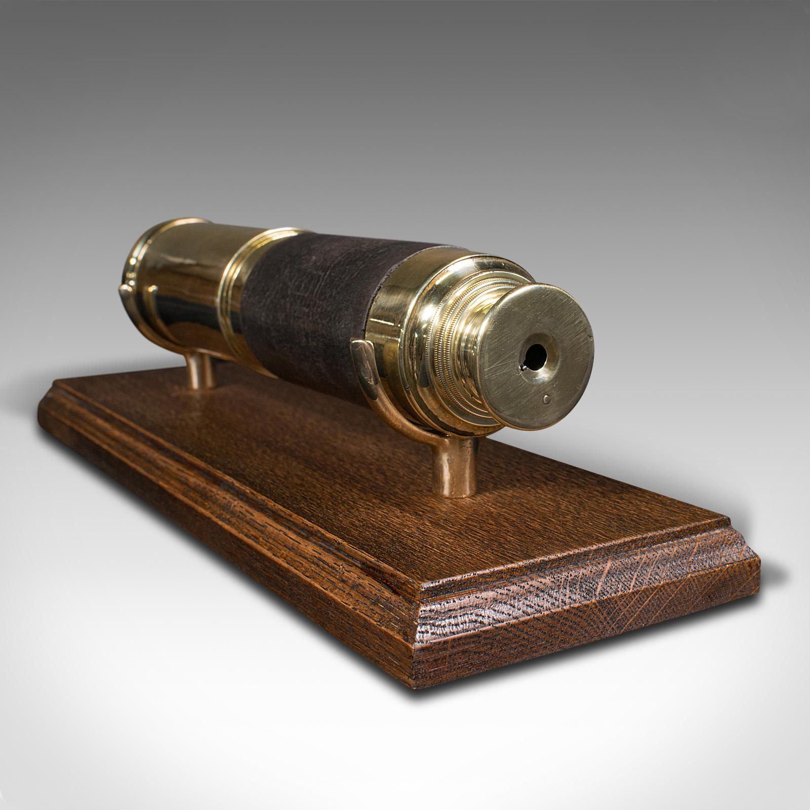 19th Century Antique 3 Draw Telescope, English, Brass, Terrestrial Refractor, Victorian, 1900 For Sale