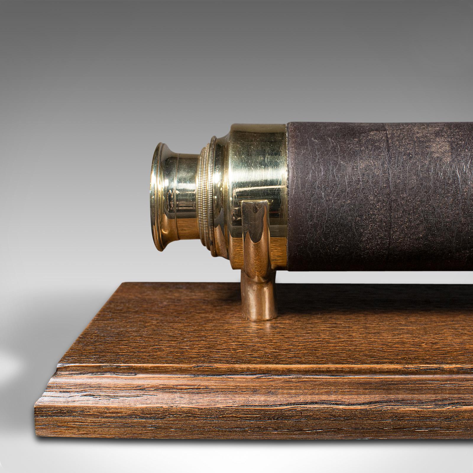 Antique 3 Draw Telescope, English, Brass, Terrestrial Refractor, Victorian, 1900 For Sale 1