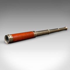 Antique 3 Draw Telescope, English, Fruitwood, Brass, Henry Hughes, Victorian