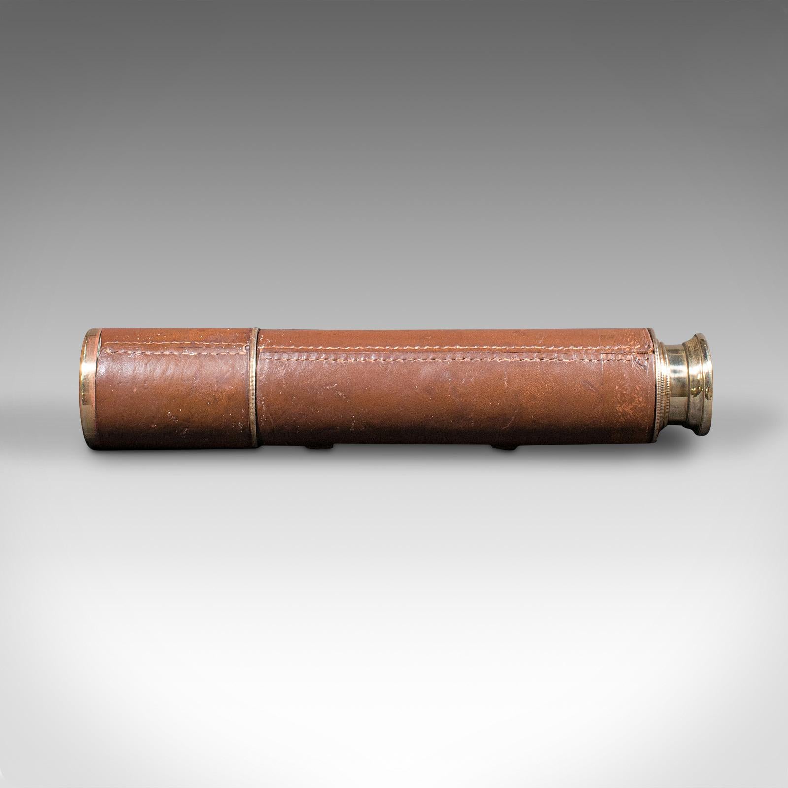 Édouardien Telescope édouardien ancien à 3 tiroirs, anglais, cuir, Broadhurst Clarkson & Co en vente