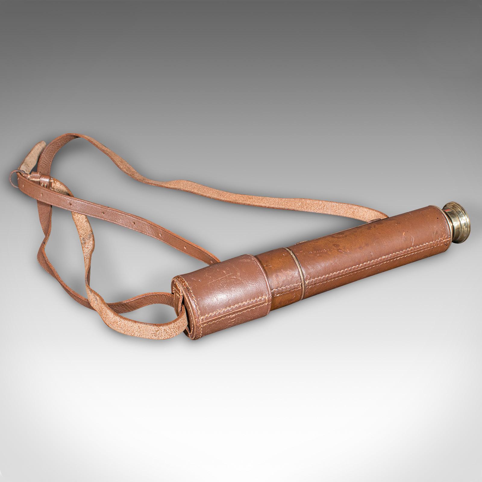 Telescope édouardien ancien à 3 tiroirs, anglais, cuir, Broadhurst Clarkson & Co en vente 1