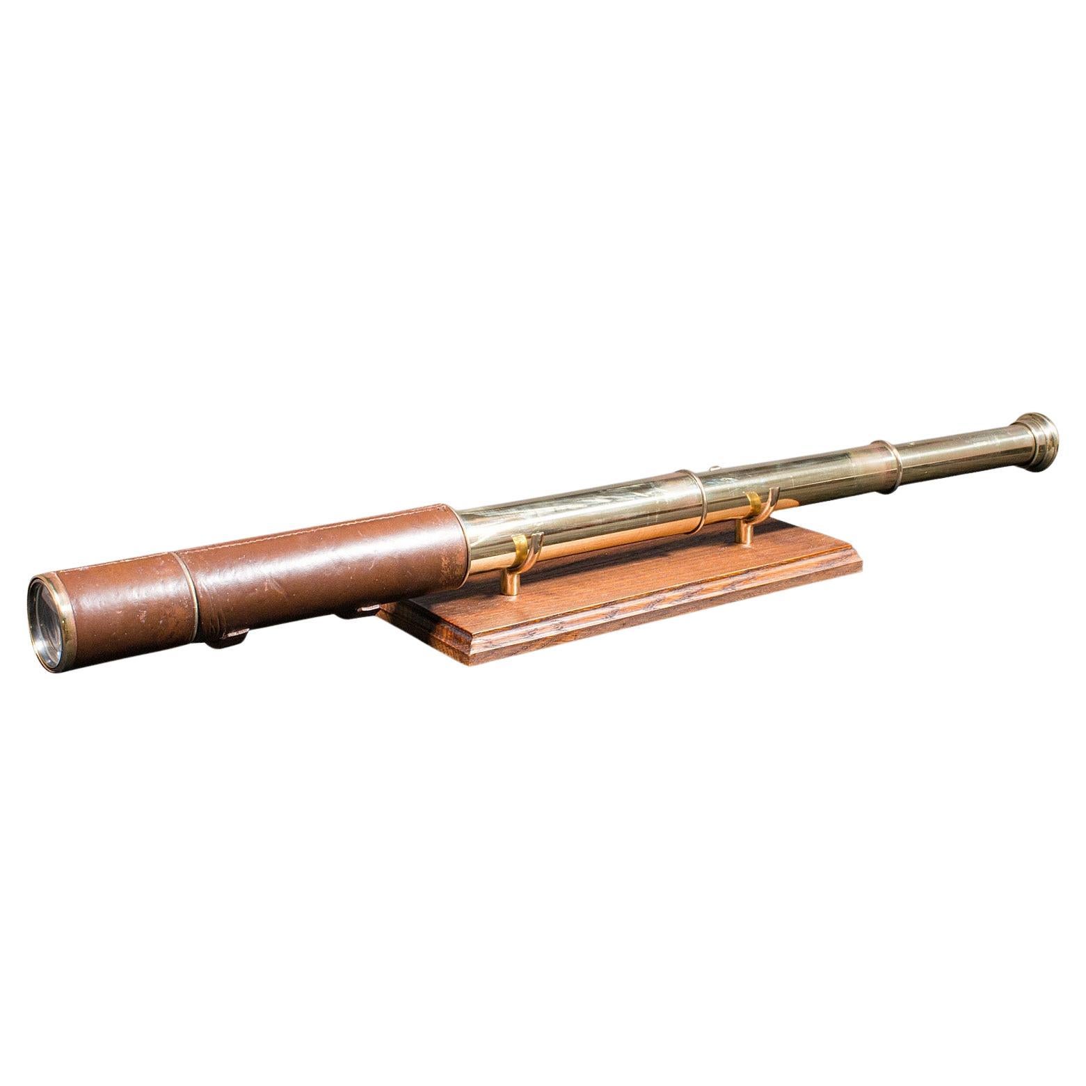 Antique 3 Draw Telescope, English, Leather, Broadhurst Clarkson & Co, Edwardian