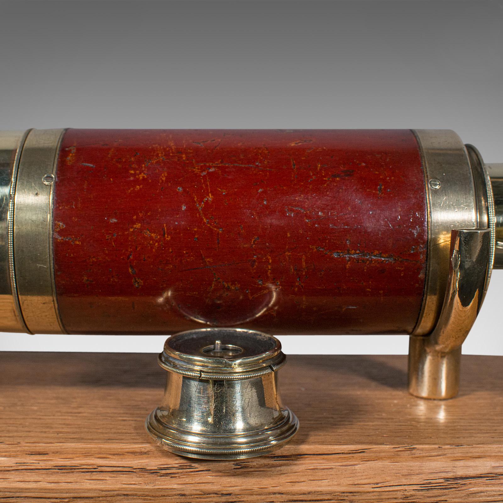 Télescope ancien à 3 tiroirs, anglais, terrestre, Davis de Londres, victorien, 1860 en vente 3