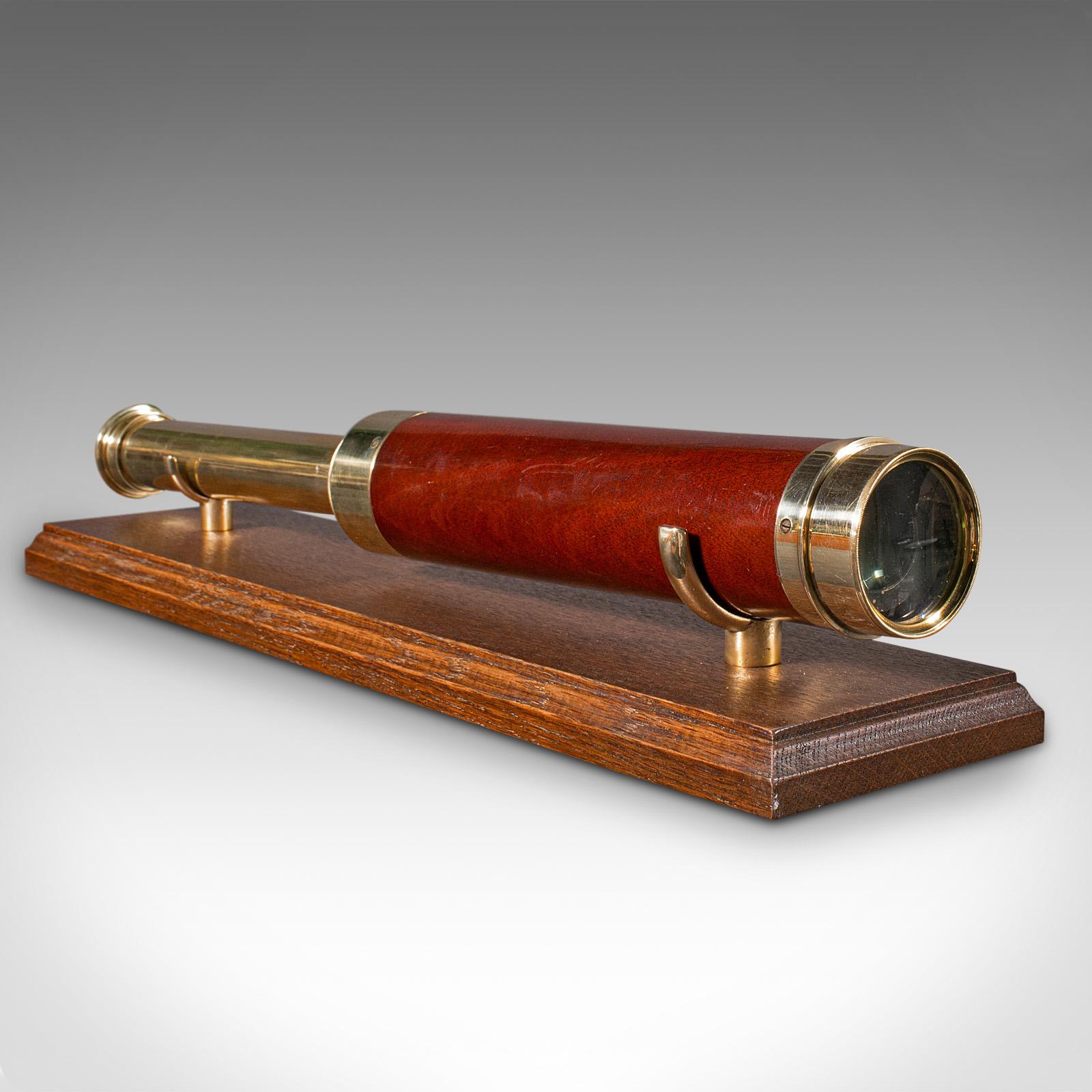 19th Century Antique 3 Draw Telescope, English Terrestrial, Leather Case, Jp Cutts, Victorian