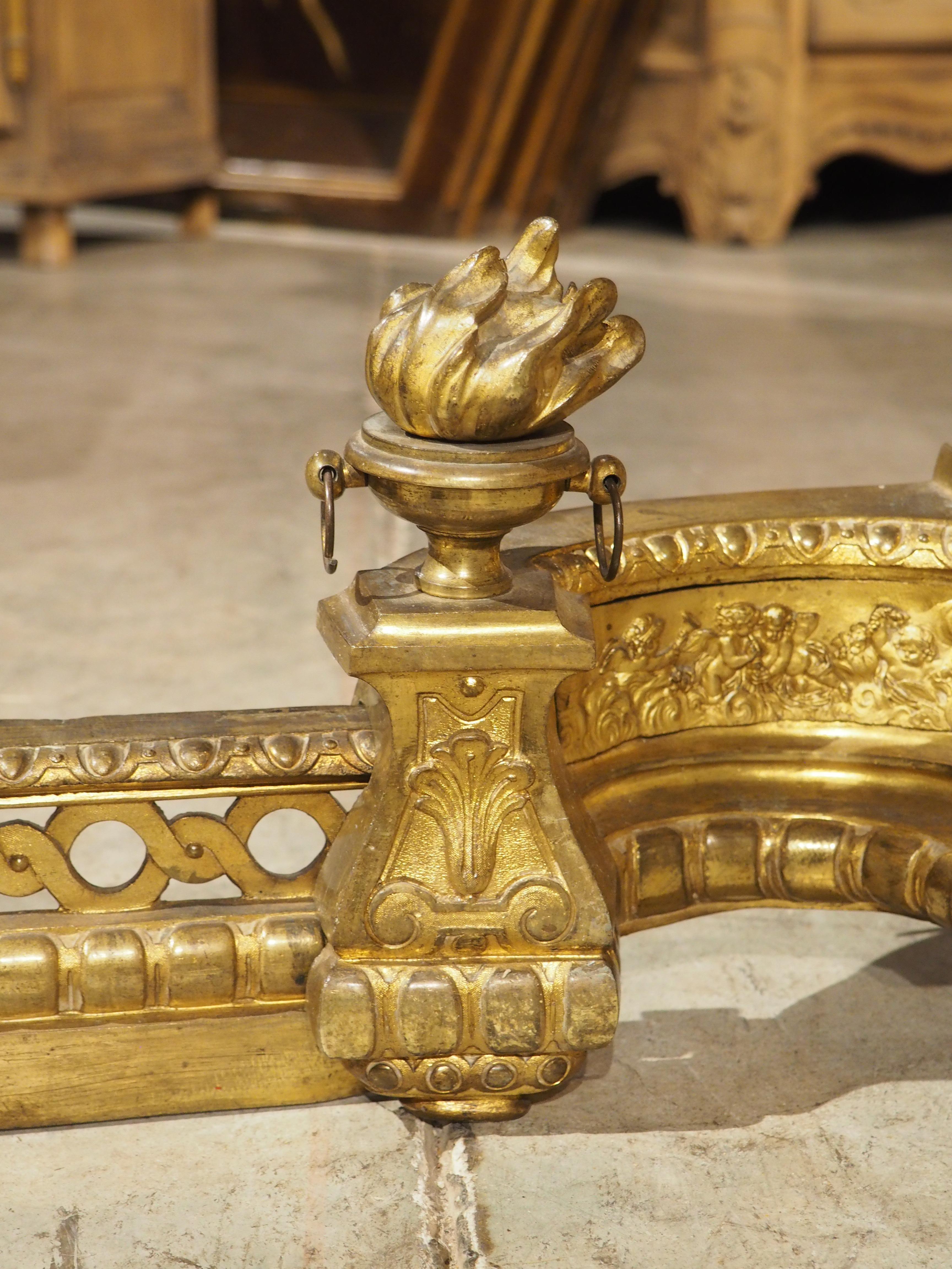 Antique 3 pezzi in bronzo dorato francese 'Bar de Cheminee', parafuoco, C.C. 1880 in vendita 4