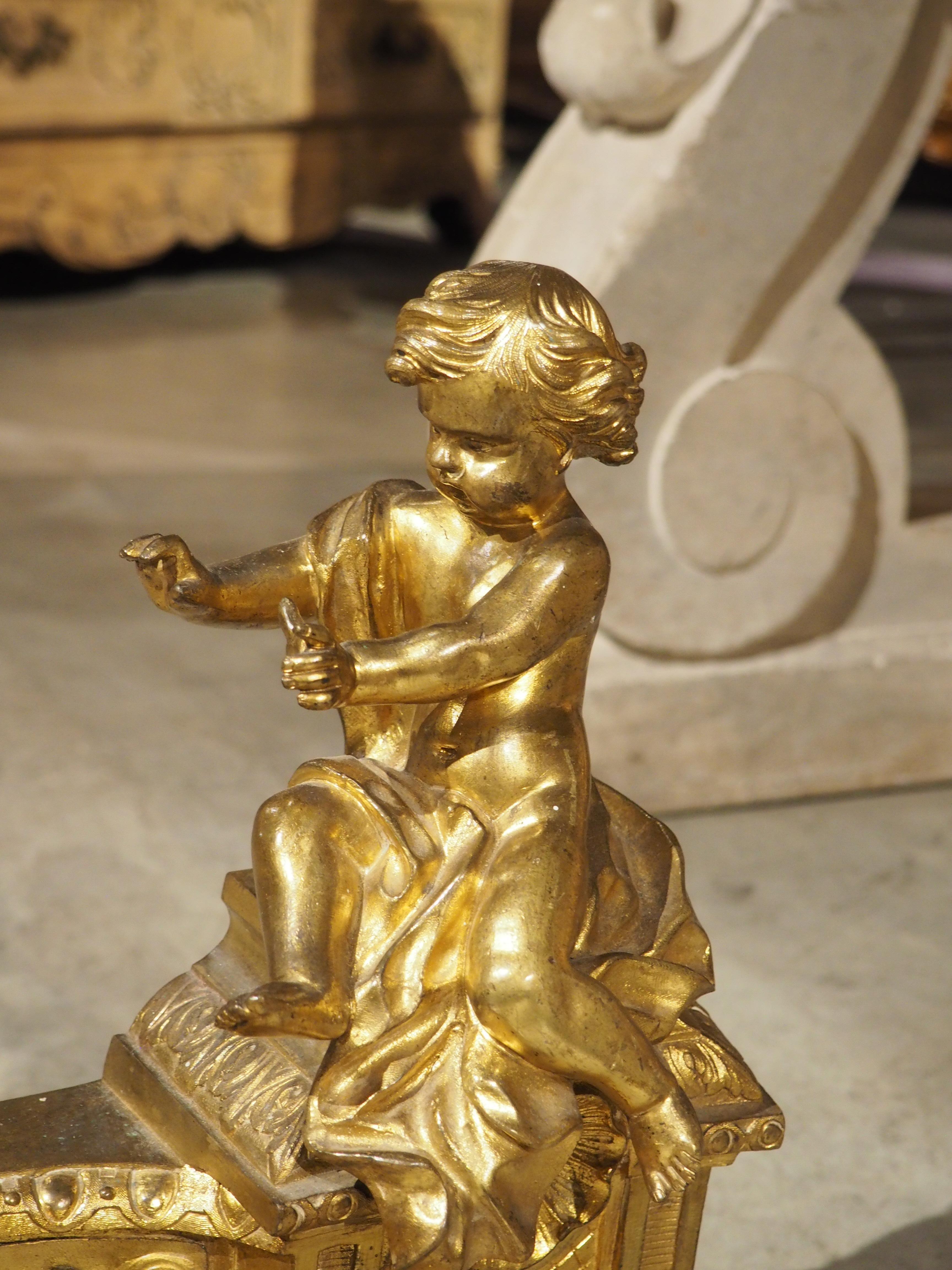 Antique 3 pezzi in bronzo dorato francese 'Bar de Cheminee', parafuoco, C.C. 1880 in vendita 6