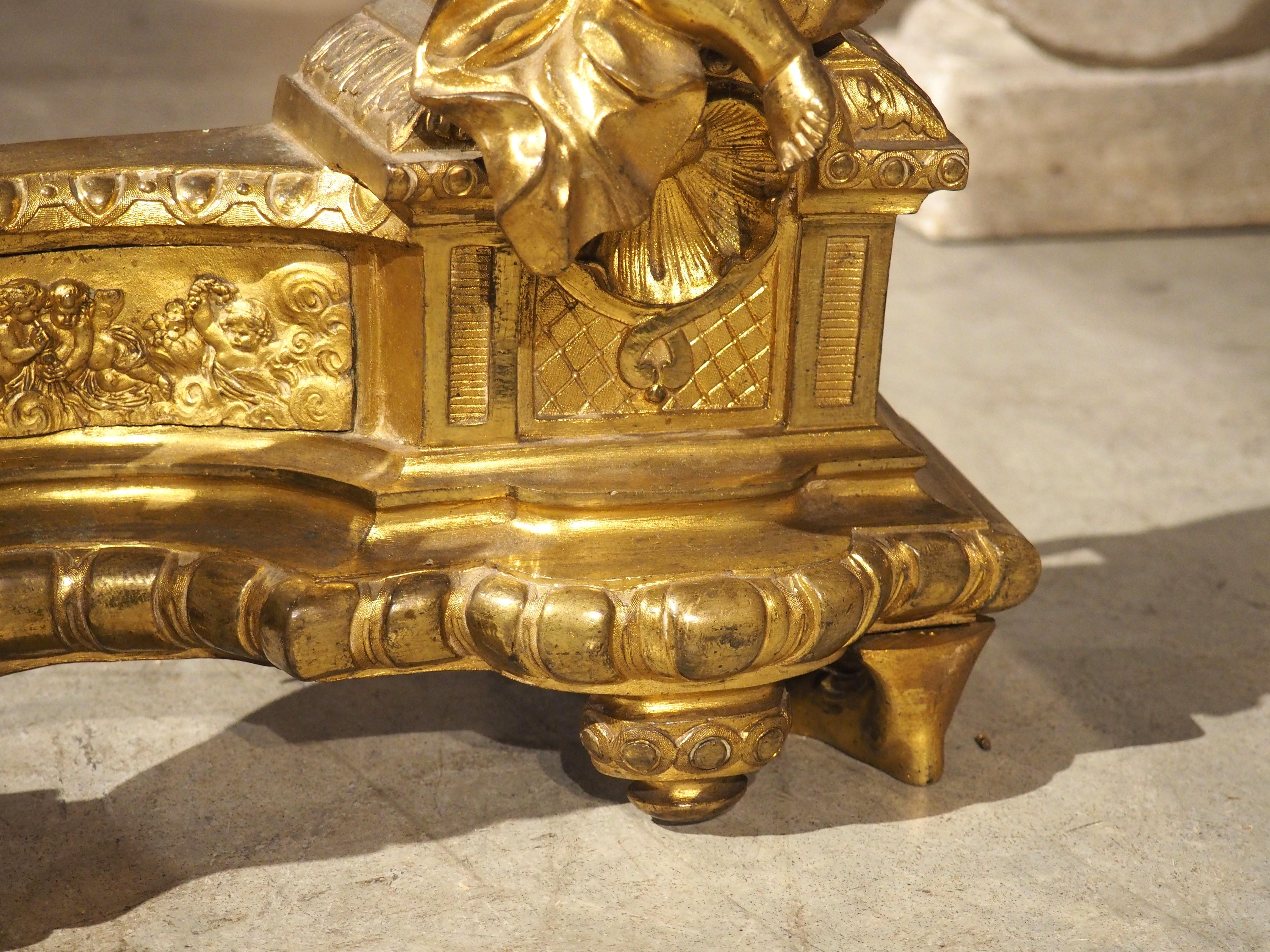 Antique 3 pezzi in bronzo dorato francese 'Bar de Cheminee', parafuoco, C.C. 1880 in vendita 7