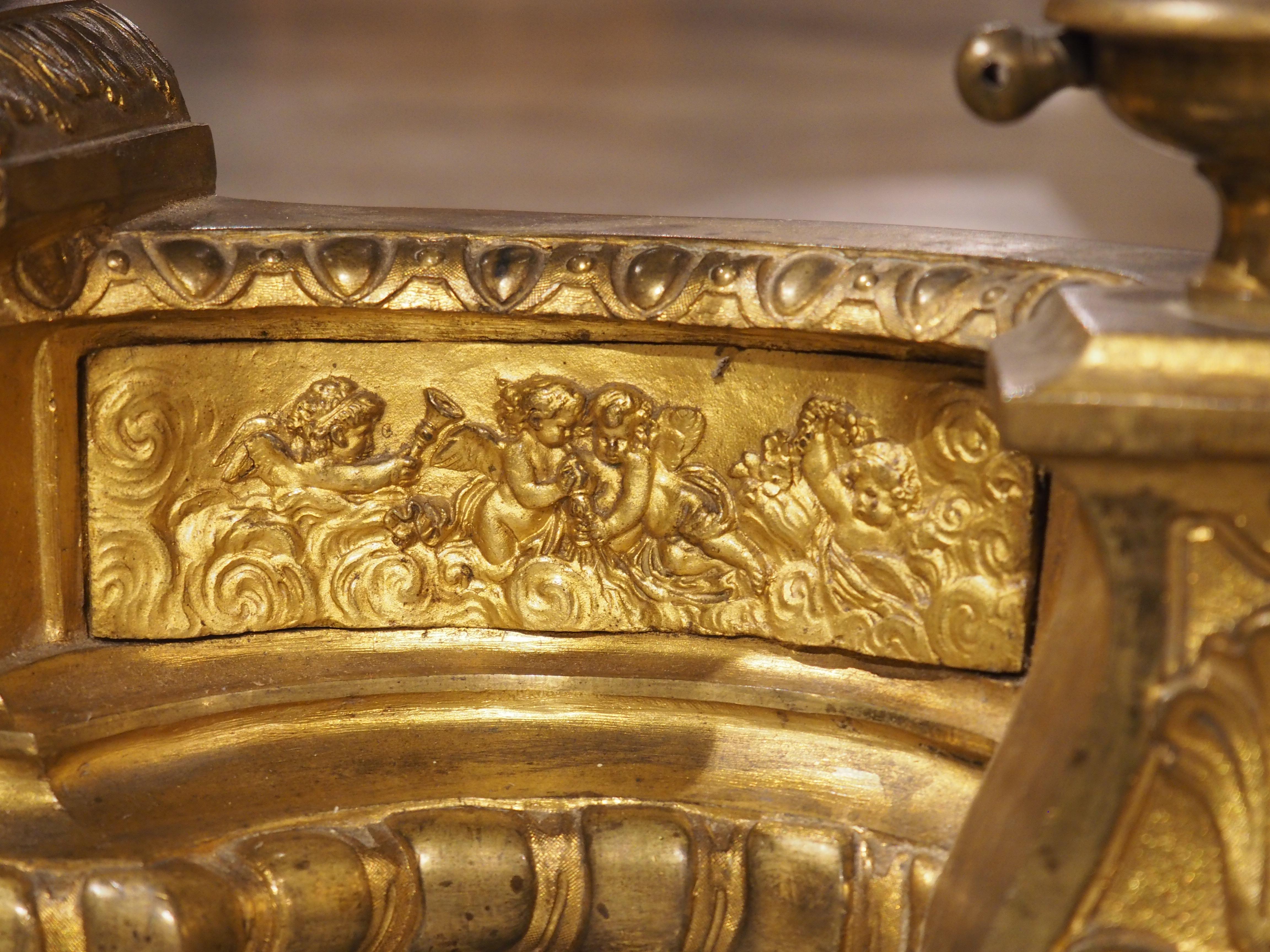 Antique 3 pezzi in bronzo dorato francese 'Bar de Cheminee', parafuoco, C.C. 1880 in vendita 8