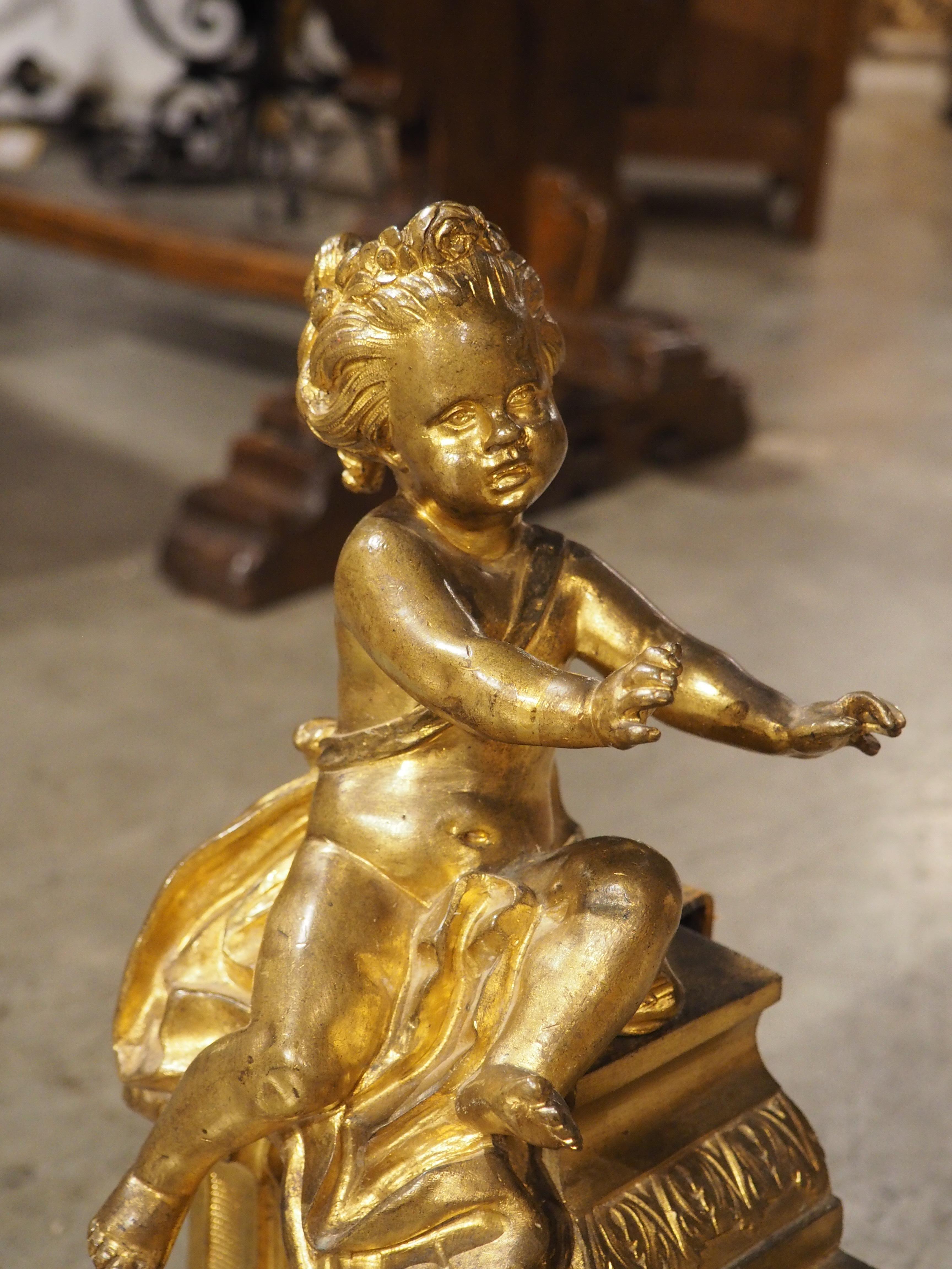 Francese Antique 3 pezzi in bronzo dorato francese 'Bar de Cheminee', parafuoco, C.C. 1880 in vendita