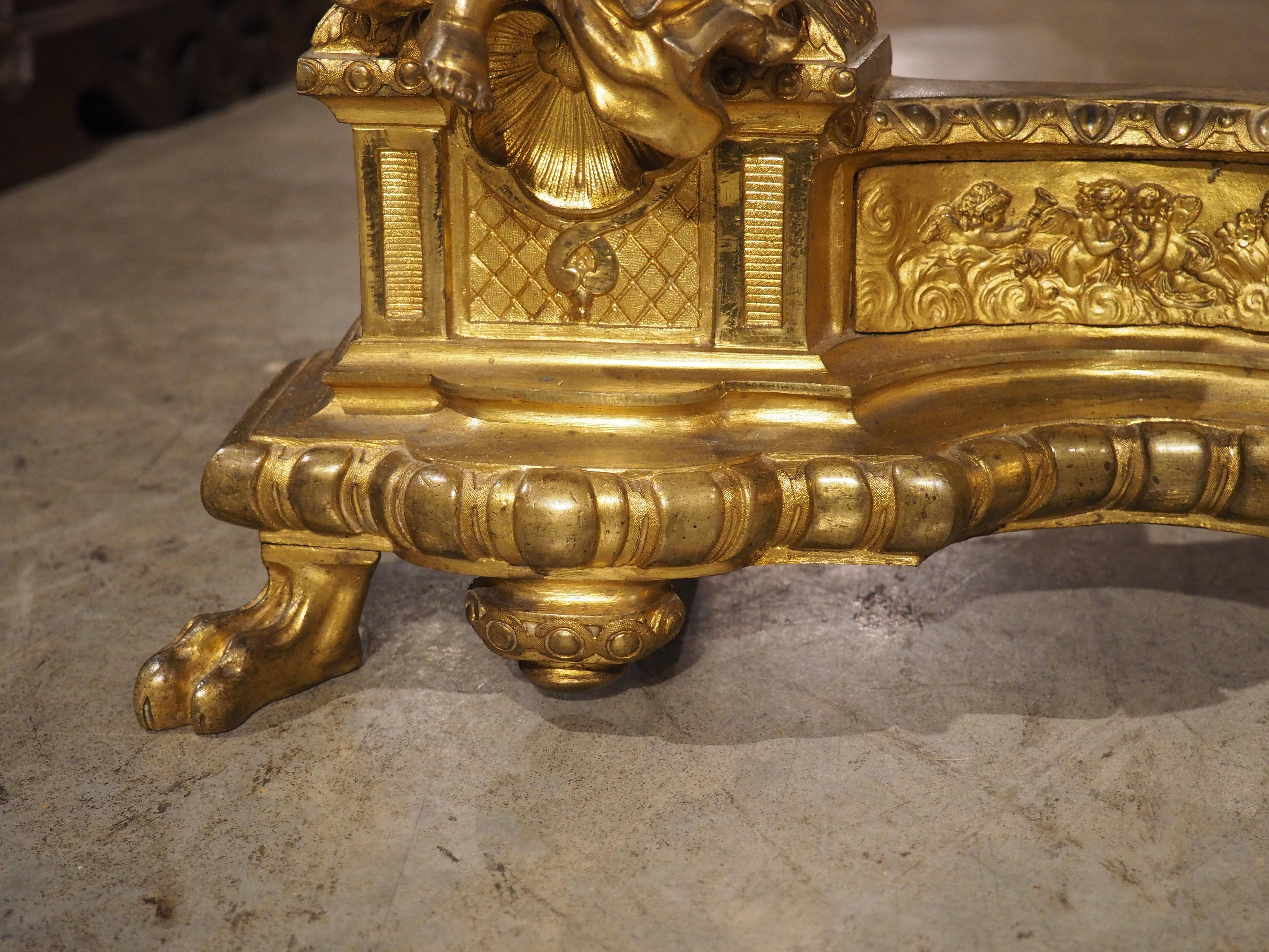 Antique 3 pezzi in bronzo dorato francese 'Bar de Cheminee', parafuoco, C.C. 1880 in vendita 1