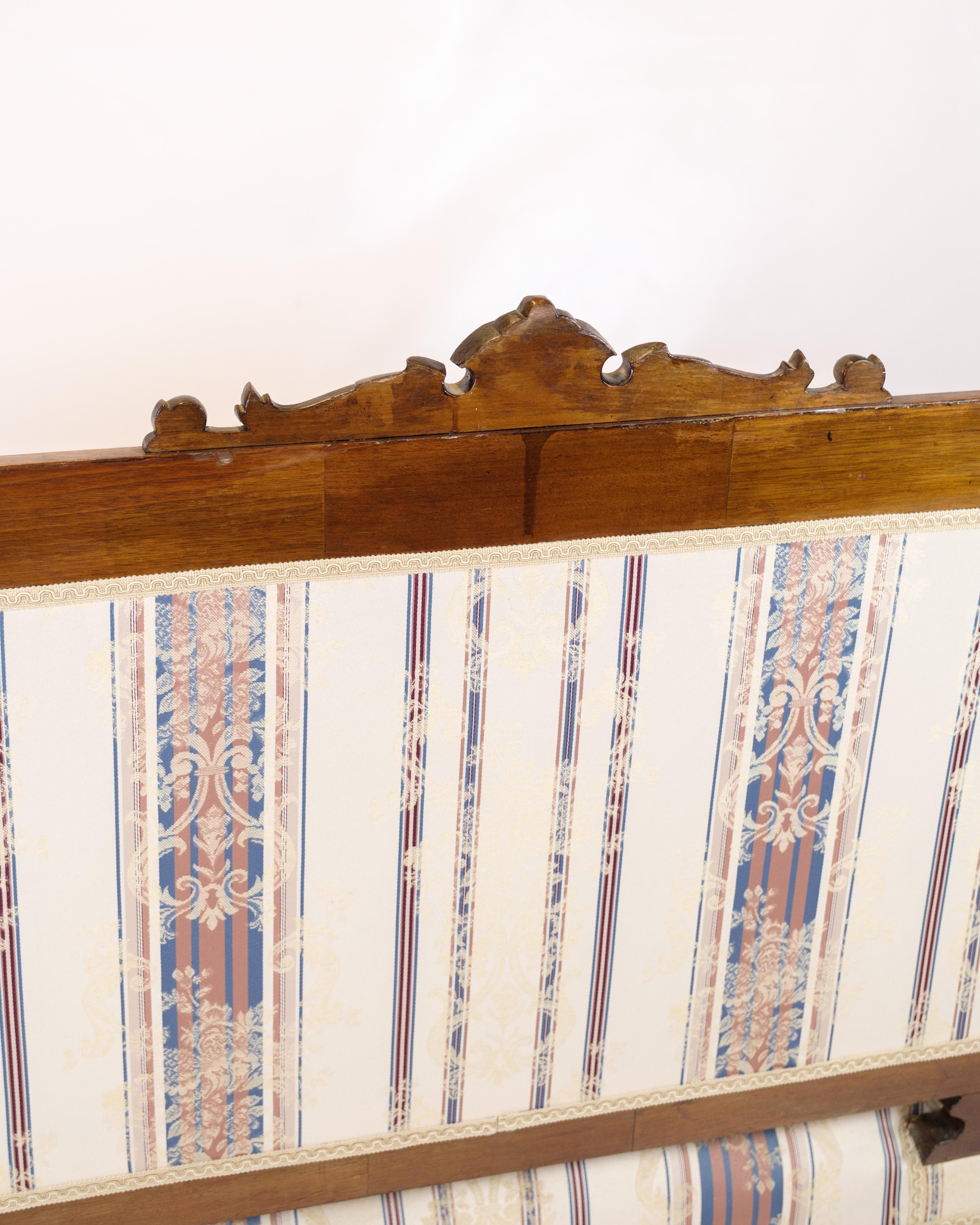 Antique 3-Seater Sofa In Klunke Style Made In Walnut & Striped Upholstery im Angebot 3