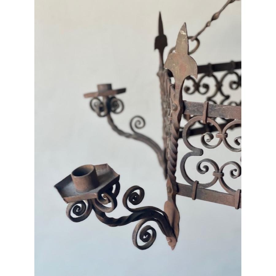 Antique 3-tier Candle Iron Chandelier For Sale 2