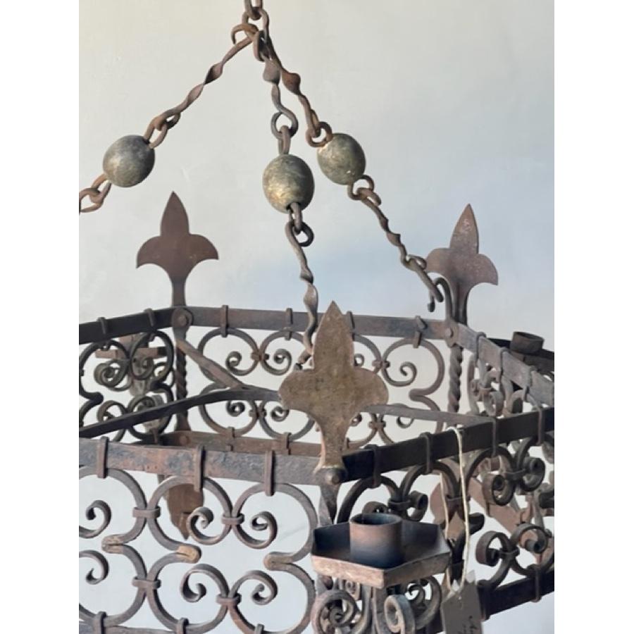 Antique 3-tier Candle Iron Chandelier For Sale 3