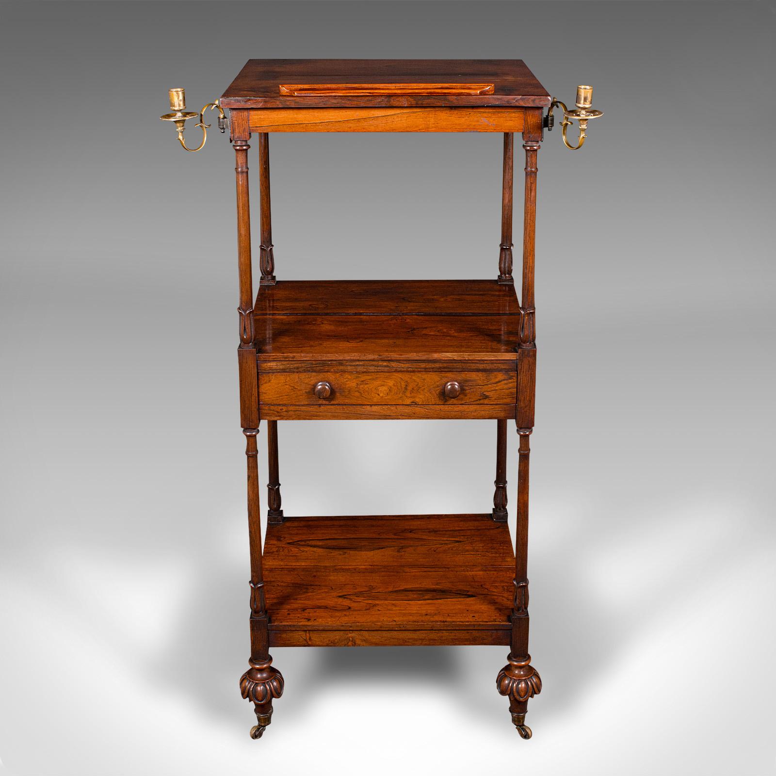 British Antique 3 Tier Music Stand, English, Whatnot, Articulated Lectern, Regency, 1820