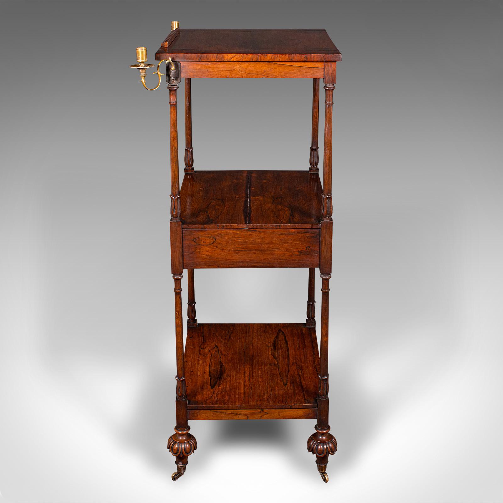 Wood Antique 3 Tier Music Stand, English, Whatnot, Articulated Lectern, Regency, 1820