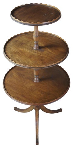 Antique 3 Tier Regency Mahogany Dumbwaiter Accent Butler Display Table