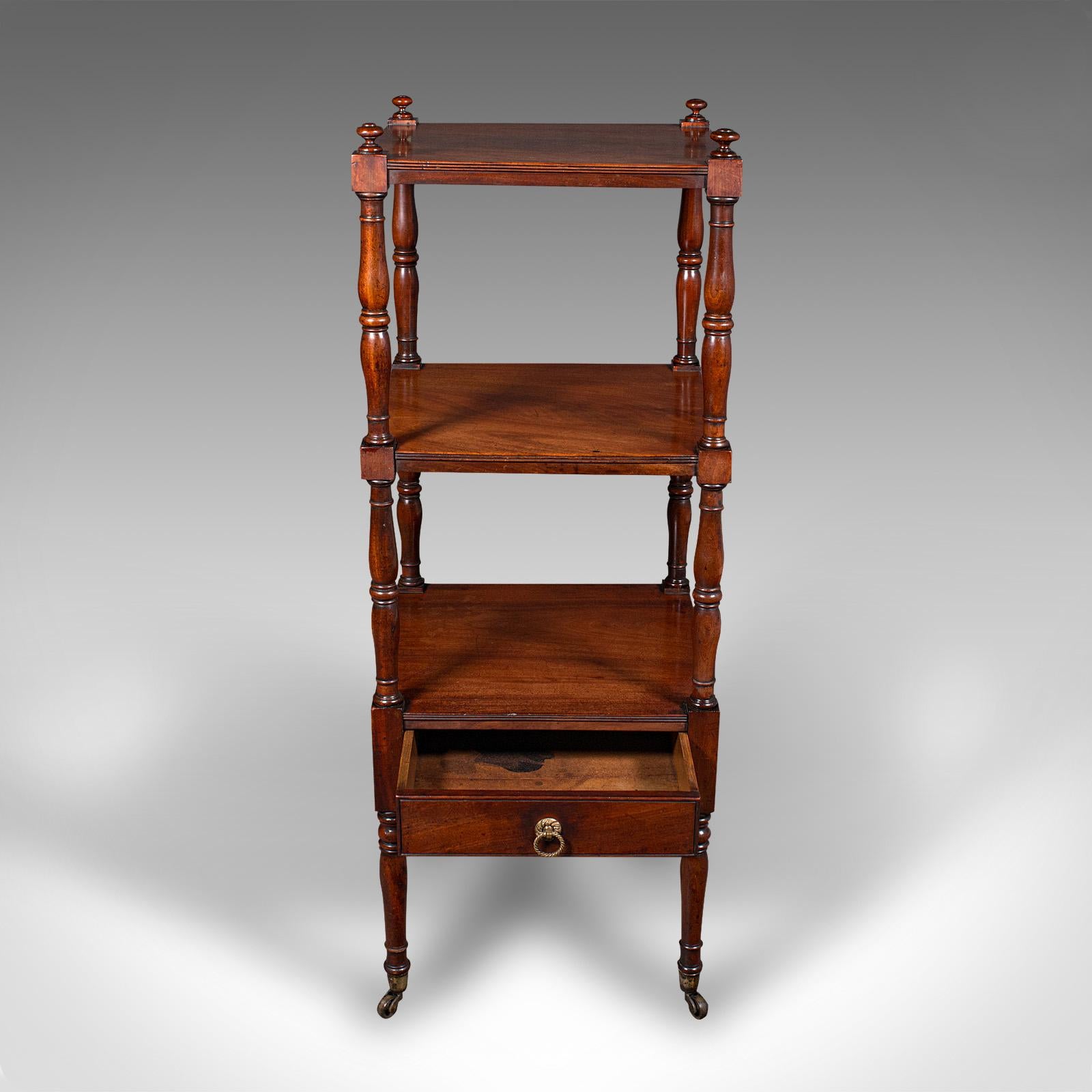 British Antique 3 Tier Whatnot, English, Open Display Stand, Late Georgian, Circa 1800 For Sale